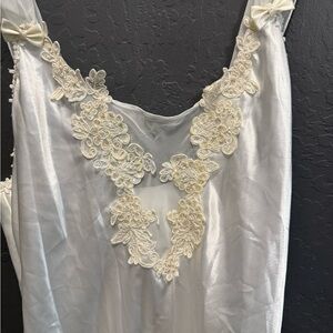 Elegant White Lace Trim gown